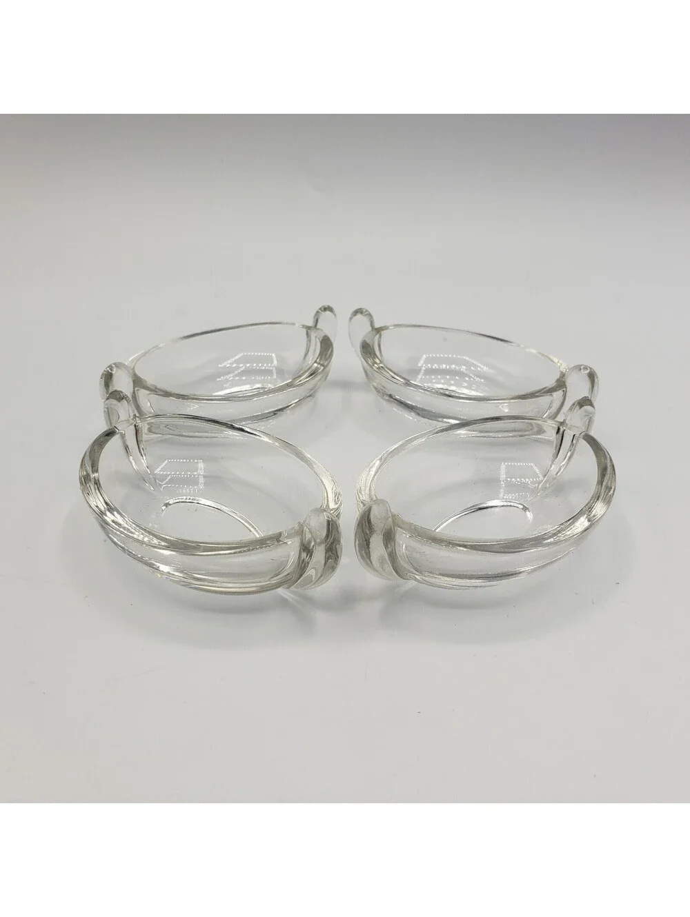 Crystal Clear Glass Salt Cellars Dips Oval Boat Shape QTY 4 Dipping Sauce Bowl